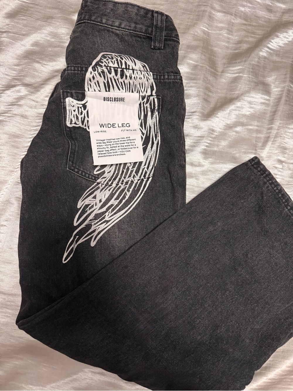 BNWT Angel Wings Print Black Jeans